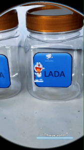 Toples bumbu dapur Kotak ukuran 200 ml /TEMPAT BUMBU DAPUR /STIKER DORAEMON label bumbu dapur glosy