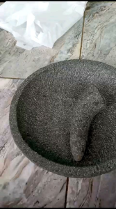 cobek batu asli manual pahat 22 cm