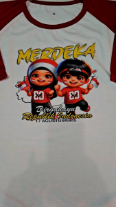 kaos anak-anak \ Kaos Raglan 3\4 Anak/kaos anak perempuan/kaos kekinian/kaos raglan anak-anak 17 Agustus KE 80