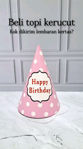 Topi kerucut ulang tahun happy birthday hbd biru polkadot blue pink hitam merah black red polcadot aksesoris hiasan kepala ultah foto photobooth surprise party