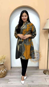 BATIK SARIMBIT TUNIK ATASAN WANITA DAN PRIA LENGAN PANJANG MOTIF KIPAS BAMBU