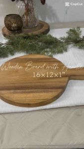 WOODEN BOARD WITH HANDLE (16x12x1”) | PIZZA CHARCUTERIE CHEESE CHOPPING BOARD| ACACIA WOOD