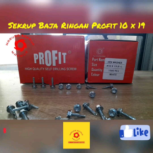 (1 Box) Skrup / Sekrup Baja Ringan PROFIT 10x19 (1.000 pcs)