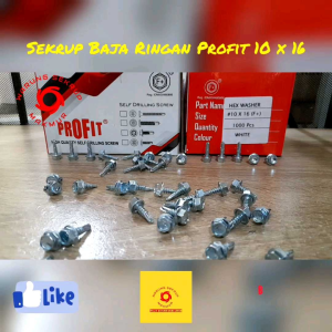 (1 Box) Skrup / Sekrup Baja Ringan PROFIT 10x16 (1.000 pcs)