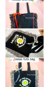 Tote bag kanvas - jennie tote bag by blessun handmade / tote bag ruffel estetik korean style