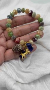Mixed Crystal with Horse/Buto ng Sinukuan/Money Bar/Mantra Luminous Blue Color of the Year 2027 Lucky Charm Bracelet