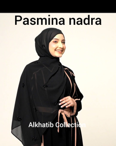 Pasmina Nadra Sifon Babydoll Premium Hitam Hijab Payet Kupu