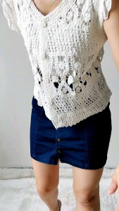 48000 Enza Crochet Top Atasan Modis Wanita Korean Style Fashion