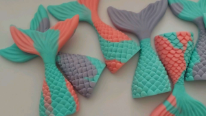 2pcs Little Mermaid Tail Edible Cake Topper