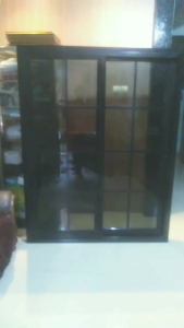 JENDELA KACA MODEL SLIDING MOTIF ORNAMEN UKURAN T200xL100 GRATIS PACKING KAYU