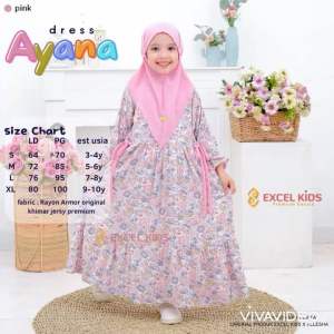 Setelan Baju Muslim Anak Gamis Anak Perempuan Terbaru Ayana Elzeta Stella Naomi Cimoy Aretha Dress Kids Gamis Anak Perempuan Free Jilbab by Excel Kids Setelan Baju Muslim Anak Gamis dan Kerudung Usia 3 4 5 6 7 8 9 10