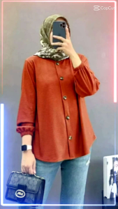 BLUS ATASAN HARUMI CRINGKLE AIR FLOWER/ATASAN/BLUS/KANCING AKTIF/FASHION WANITA TERMURAH