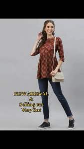 PURE COTTON SHORT KURTI-WOMENS TOPS A01