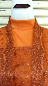 Kebaya Brukat Modern Teracotta Lengan Panjang Neng Lina