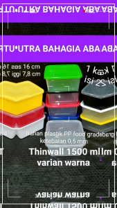 Thinwall Square 1500 ml Box Take Away Per Pack Isi 25 Pcs