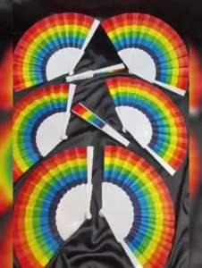 KIPAS TANGAN PELANGI PREMIUM / KIPAS LIPAT RAINBOW / KIPAS TARI IMPORT / KIPAS FASHION / HANDHELD FOLDING FAN / QV2846
