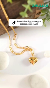 [NL5005] ZHULIAN Rantai leher Paper Clip Emas Saduran/ Gold Plated Necklace Jewellery