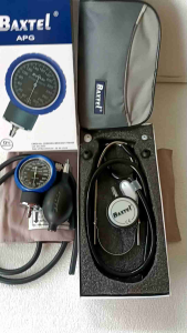 APG Baxtel Aneroid BLUE Ring Blood Pressure Monitor With BLACK Deluxe Stethoscope