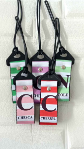 1.5x3.5" Personalized Monogram Luggage Tag Stripe Design