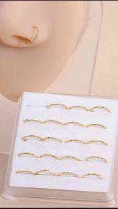 NJ Delicate Gold & Silver Tone round nose pins