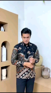 Kemeja Batik Pria Modern Slim Fit Atasan Lengan Panjang Baju Cowok Size M L XL XXL