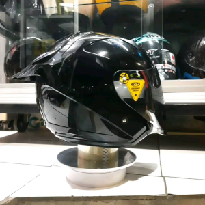 Paket Ganteng Helm KYT Galaxy solid Black metalic flat Visor Venom Iridium Silver