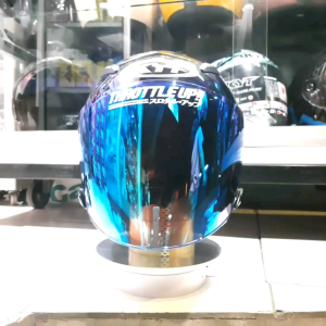 Paket Ganteng Helm KYT Galaxy solid Black metalic flat Visor Venom Iridium Blue