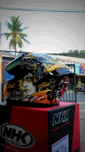 paket ganteng Helm NHK Rx9 Geisha gold flat visor iridium