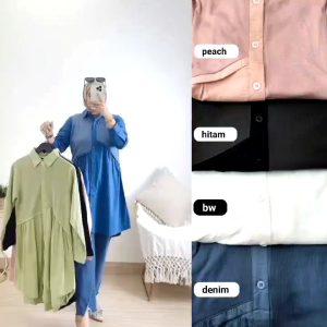 Tunik wanita katun poplin premium mix knit terbaru
