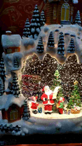 SANTA CLAUS GIVING GIFTS SNOW LANTERN CHRISTMAS DISPLAY