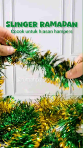 Dekorasi Hari Raya Lebaran Puasa: Slingers Hijau Kuning Emas