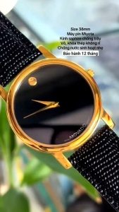 Đồng hồ nam MVDo dây da size 39mm máy pin Nhật kính sapphire