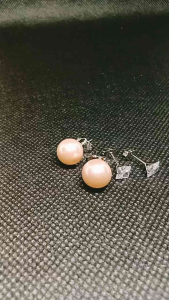 Pearl and clear marble cut earrings for women. Casual and formal daily wear. Fashionable. Best seller.