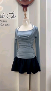 [ Video sp thực tế ] Áo thun nữ kiểu trễ vai tay dài MCA phối yếm nữ tính