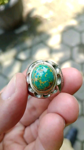CINCIN BATU PIRUS PERSIA WARNA IJO URAT EMAS NATURAL