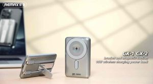 Remax CX-2 10000mAh Magnetic 15W Wireless Power Bank with Built-in Foldable Stand Dual Fast Charging & Cable