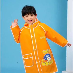 Mantel Hujan Anak Dengan Ruang Ransel dan Pelindung Mata Raincoat Motif Kartun