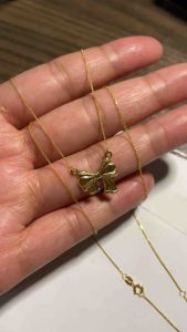 PAWNABLE 18K Saudi Gold Ribbon Centered Necklace(Open back pendant)✨