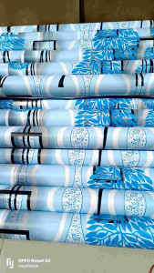 Wallpaper Sticker Dinding Polkadot Bunga Biru Kotak Hitam Timbul