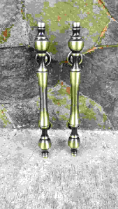 Handle Pintu Rumah Kuningan Motif Dahlia Antik 34 cm 4 pcs
