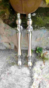 Gagang Pintu Rumah Kuningan Kunci Motif Dahlia Chrome 34 cm 2 Pcs