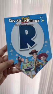 Partify TOY STORY Theme Customizable Happy Birthday Banner with Name Personalized Letter Banner with Free String Custom Bunting Backdrop Wall Decoration for Kids Boys Girls Party