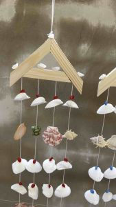 โมบายหอยตัวเอหรือรูปบ้าน เม็ดทับทิมหลากสี ให้เลือก หอยธรรมชาติ