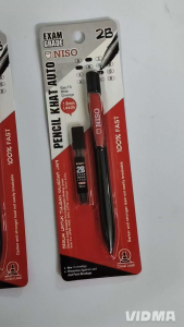 Niso Pencil Khat Auto 2B018 Black Mechanical Pencil with 2B Lead Refill 100% Fast Writing