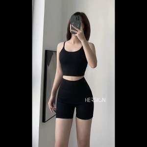 Đồ tập gym nữ Set đồ tập yoga nữ Áo croptop hai dây Quần đùi HERSIGN-SMIX11N12