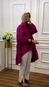 Larissa Atasan Tunik Wanita Poplin Jumbo Fit to XXL: Desain Mewah Elegan