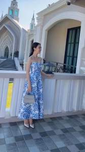 เดรสออกงานสีฟ้าสวยหรูดูแพง