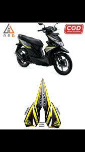 Stiker Striping Lis Les Body Motor Honda Beat eSP 2016 Hitam Standar Full Set