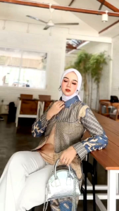 Baju Batik Couple Pasangan Tunik Kemeja Lengan Panjang Atasan Pria Wanita Busui Seragam Kantor Model