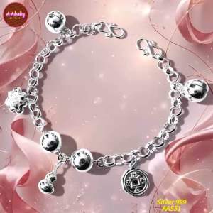 🌈AAbaby Galleries AA551 Original BabyS999 Silver Anklet Bracelet Mickey Bell 纯银五宝小孩宝宝脚链Gelang Bayi